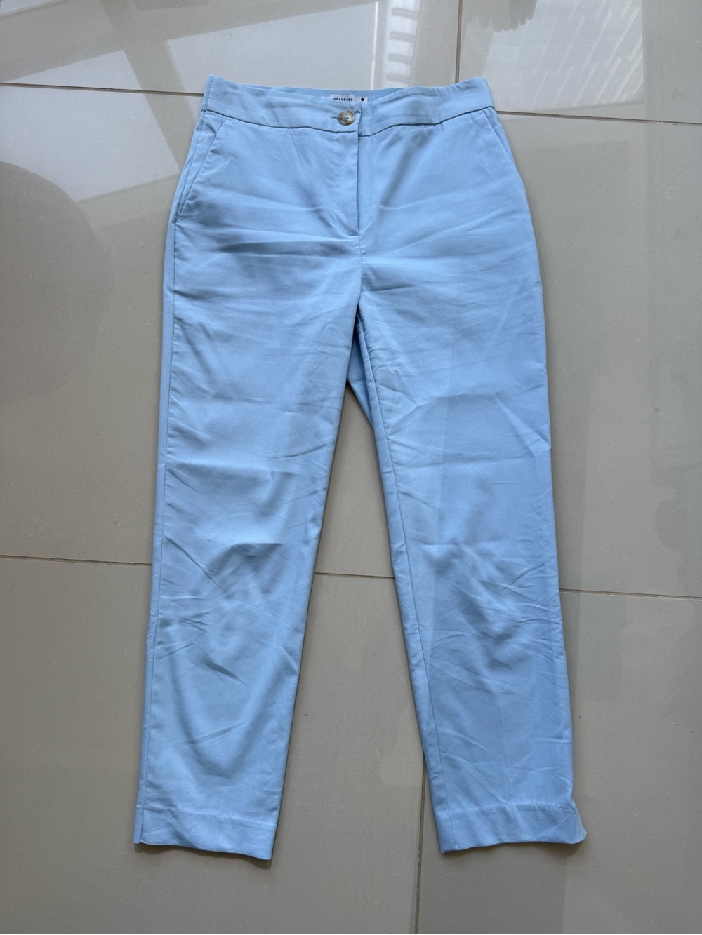 Light Blue Trousers with Button Waist from Reserved, EU 38 slim
